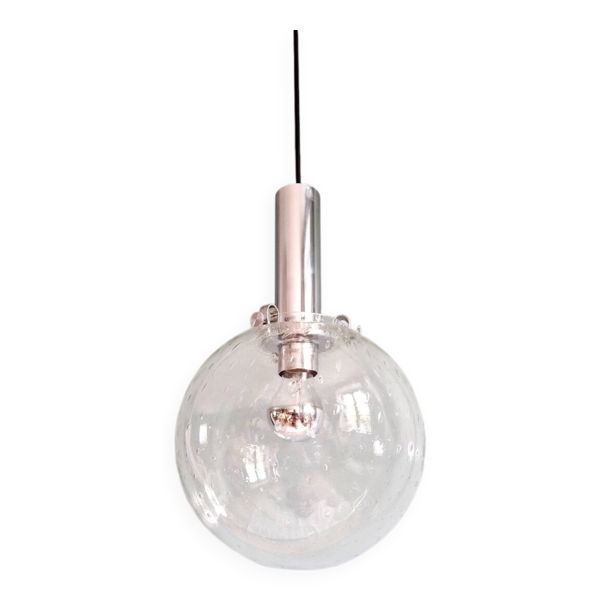 Suspension Space Age en verre soufflé bullé, années 70