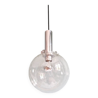 Space Age pendant light in bubbled blown glass, 1970s