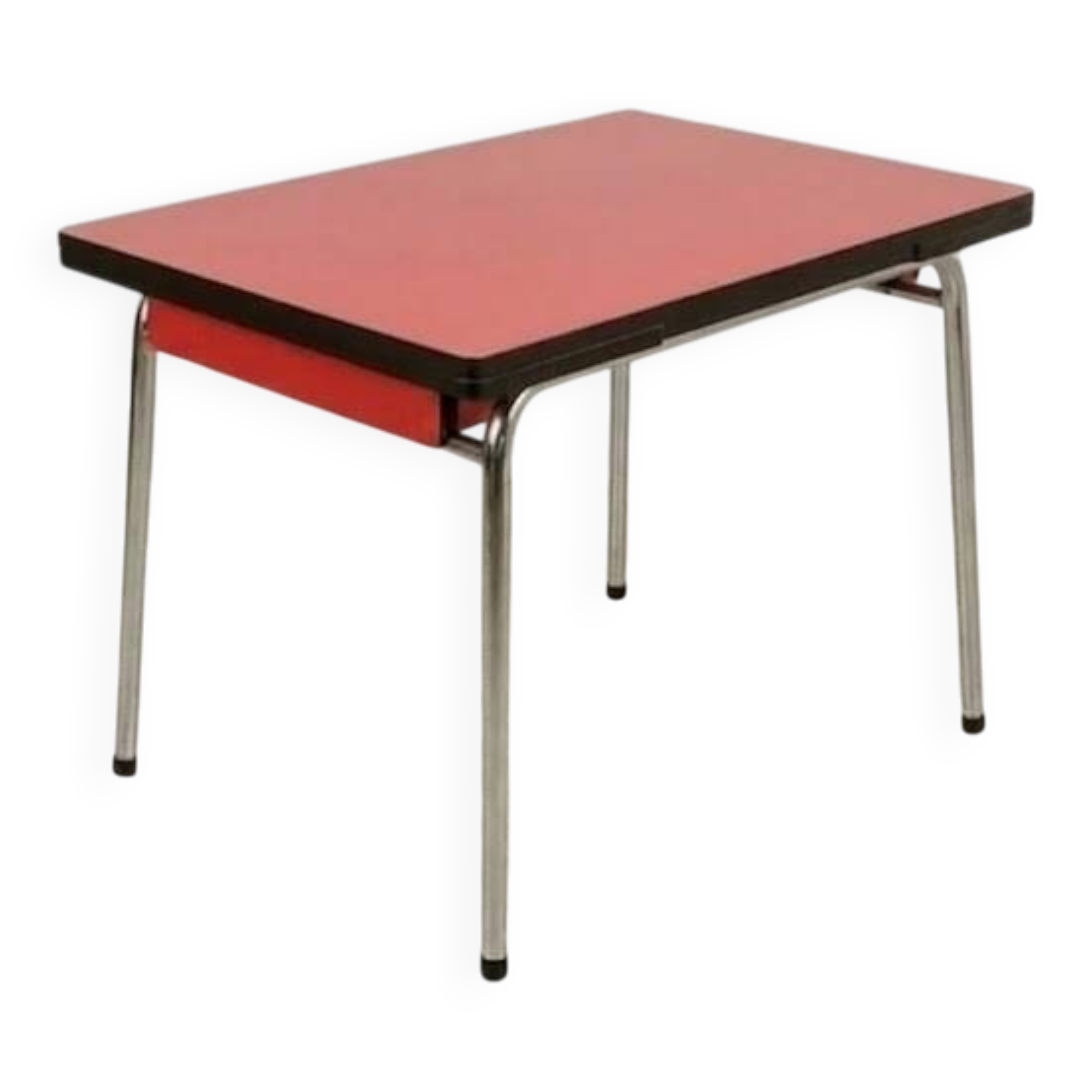 Extendable table + drawer in red Formica – Vintage