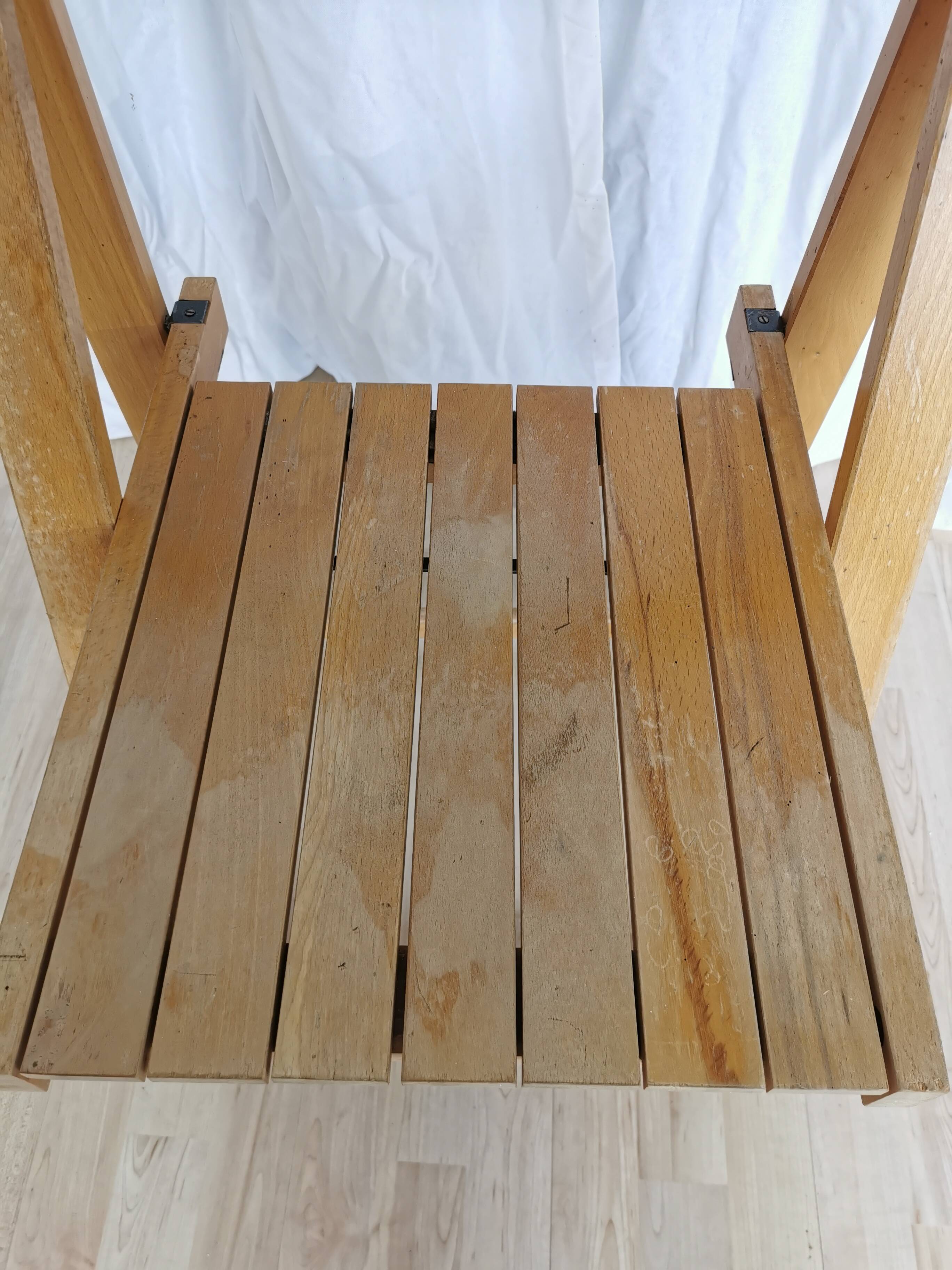 Vintage Trieste Folding Wooden Chair by Aldo Jacober, 1970s