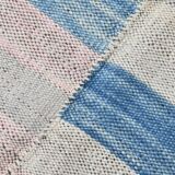 8x12 Light Blue & Off White Large Kilim Rug, 260x361Cm