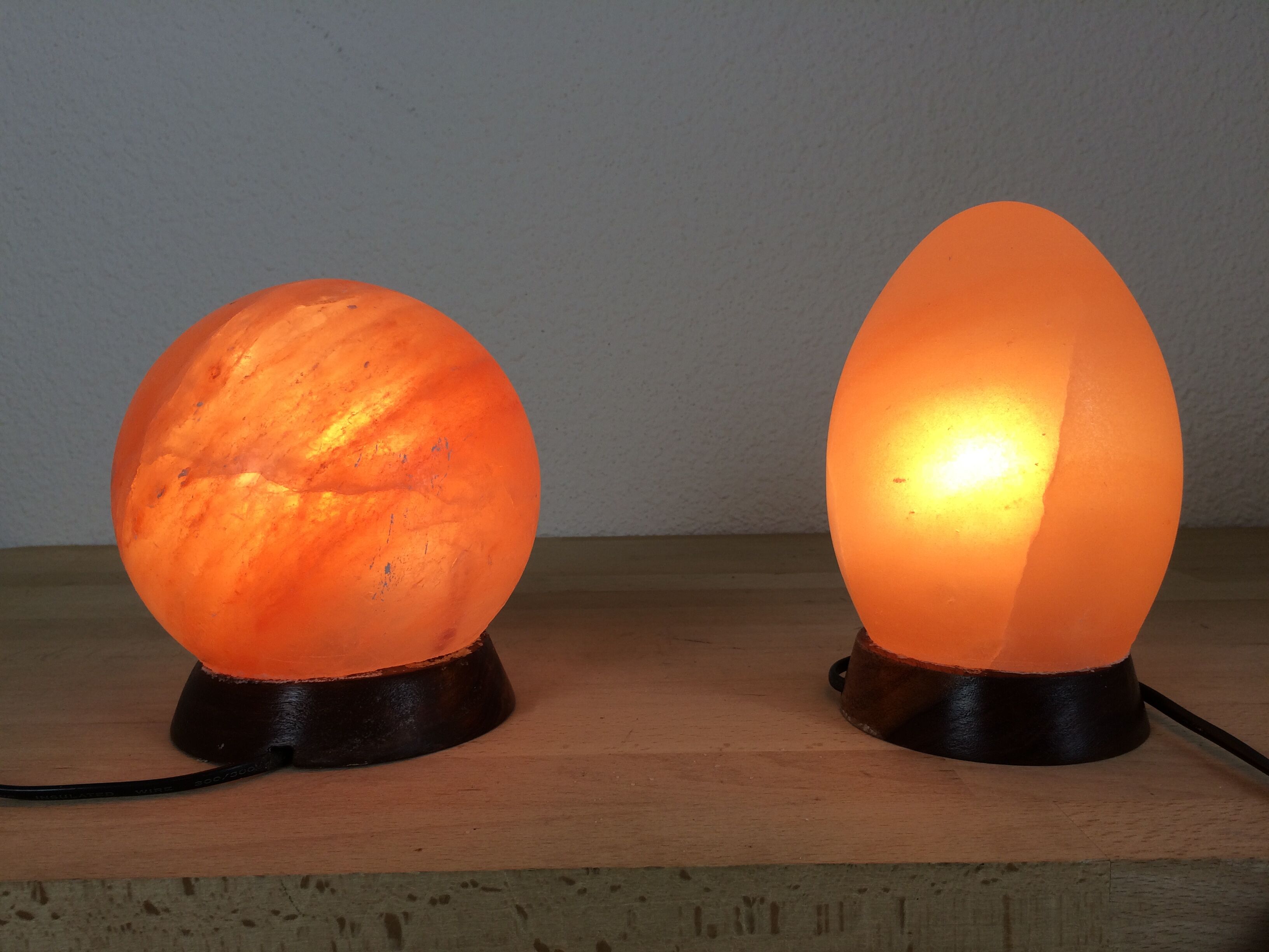 Ball and egg lamps in vintage pink salt stone