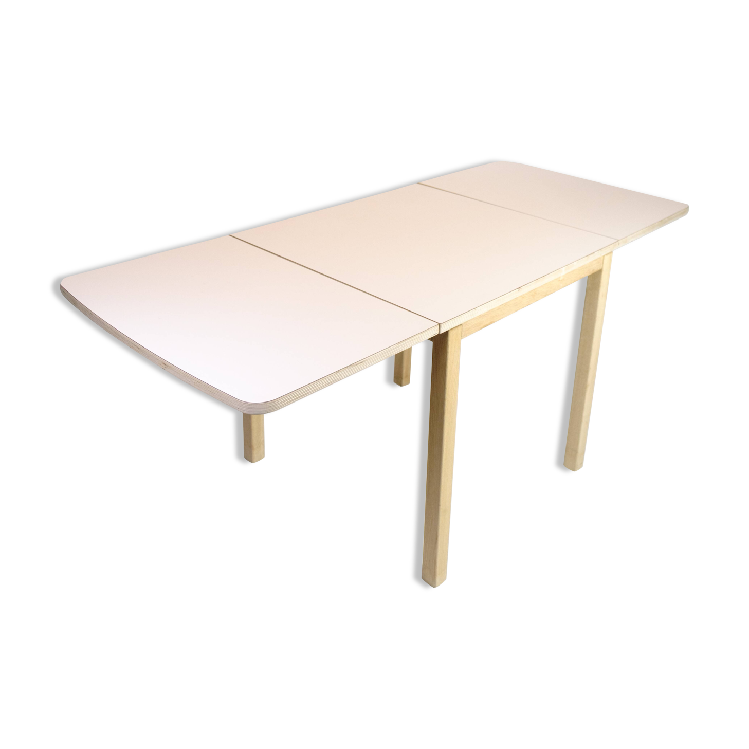 Table with drop leaves - Model 517 - White laminate top - Oak - Haslev Møbelsnedkeri