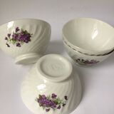 Series of 4 purple pattern Sarreguemines bowls
