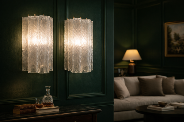 Paire d’appliques Murano attribuées à Toni Zuccheri – verre texturé –