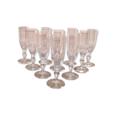 Set of 10 crystal champagne flutes