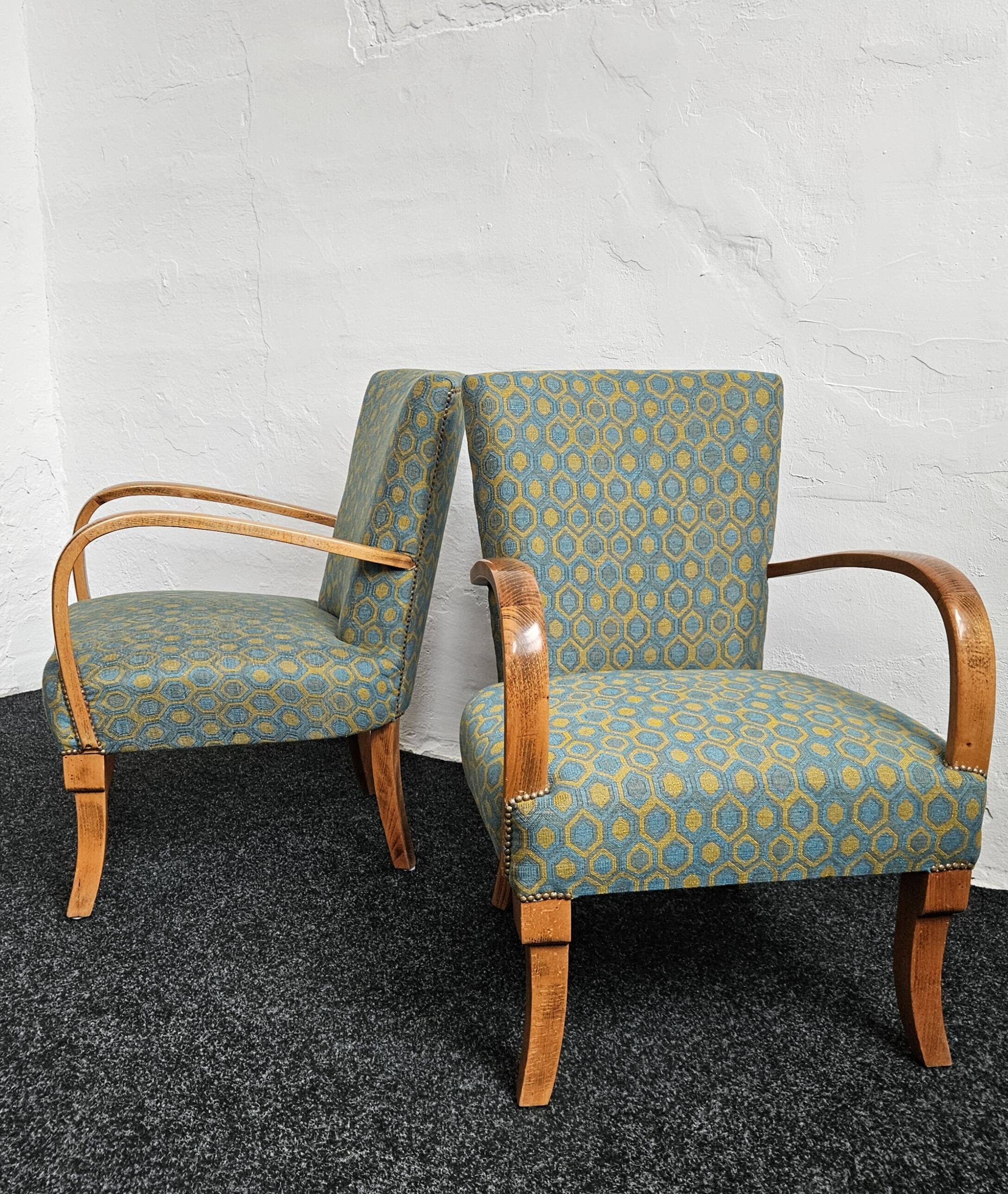 Fauteuils Art Déco et table Spider par Jindrich Halabala, 1940