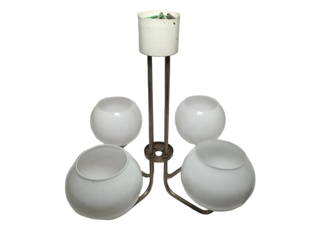 Postmodern brass and glass chandelier, Poland, 1970s