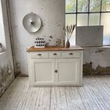 Meuble de métier enfilade patine blanche