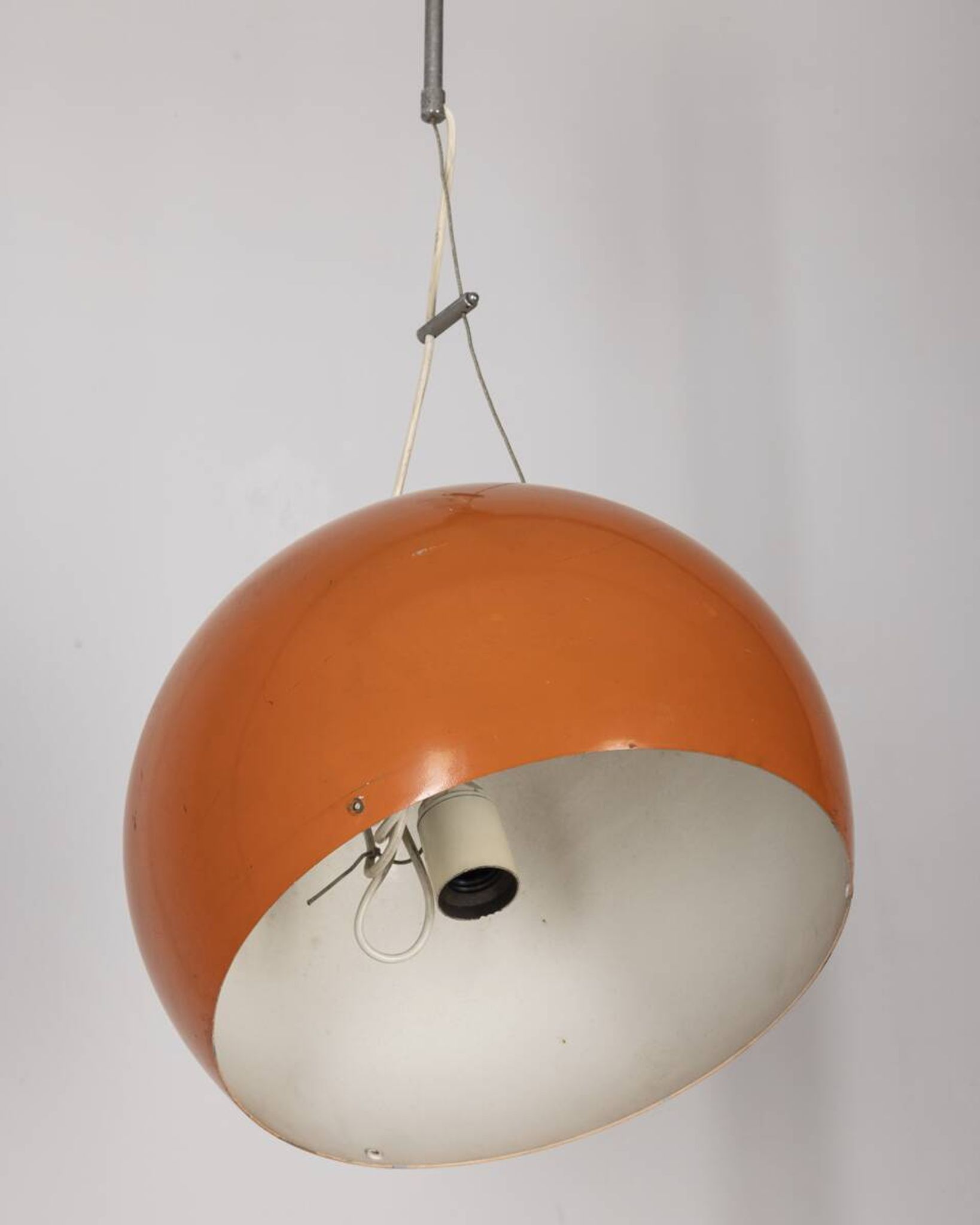 Vintage 70's chandelier in orange metal, italian design