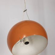Vintage 70's chandelier in orange metal, italian design