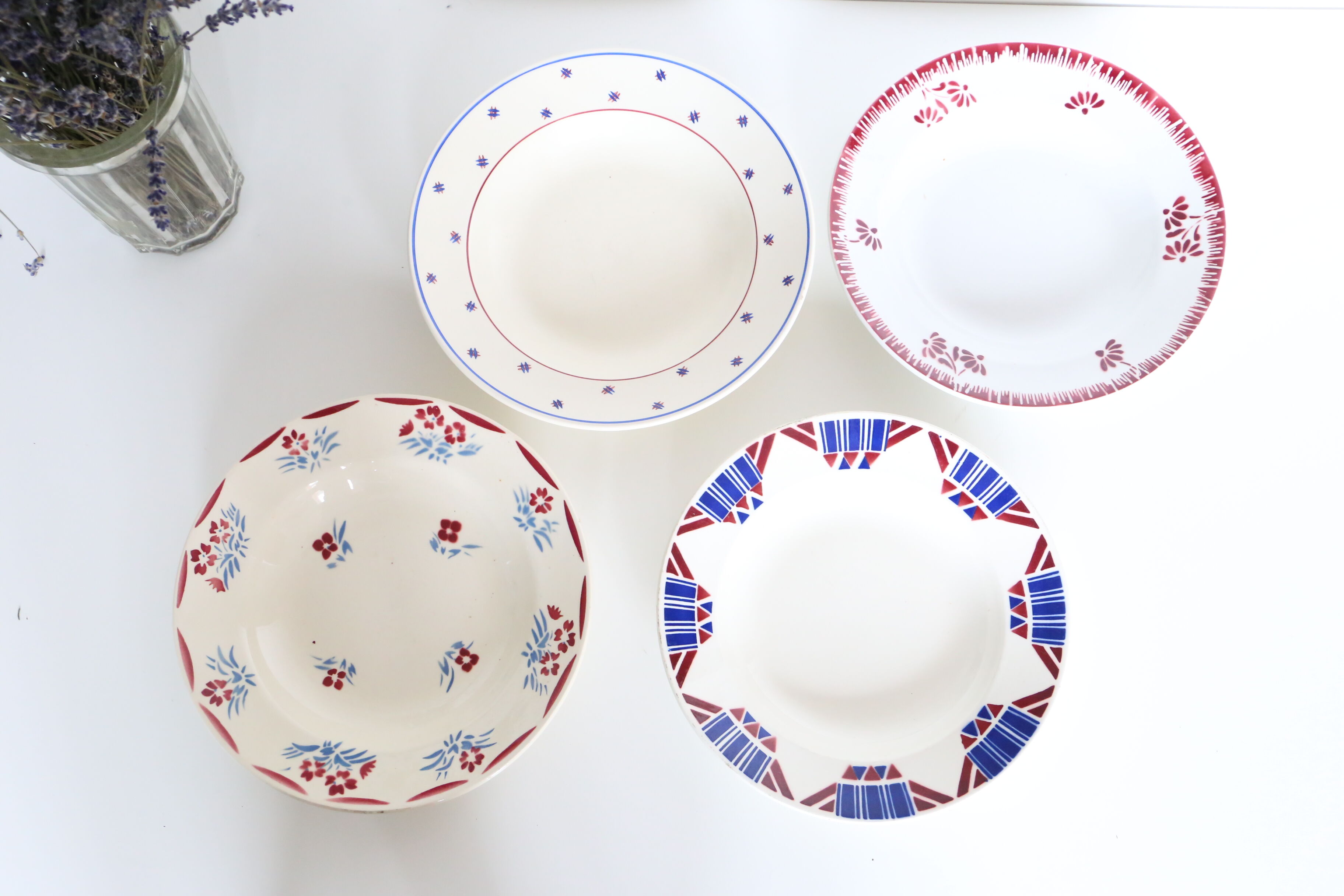 4 mixed deep plates, Moulin des Wolves, Luneville, Badonviller