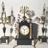 NAPOLEON III CLOCK + CANDLESTICKS