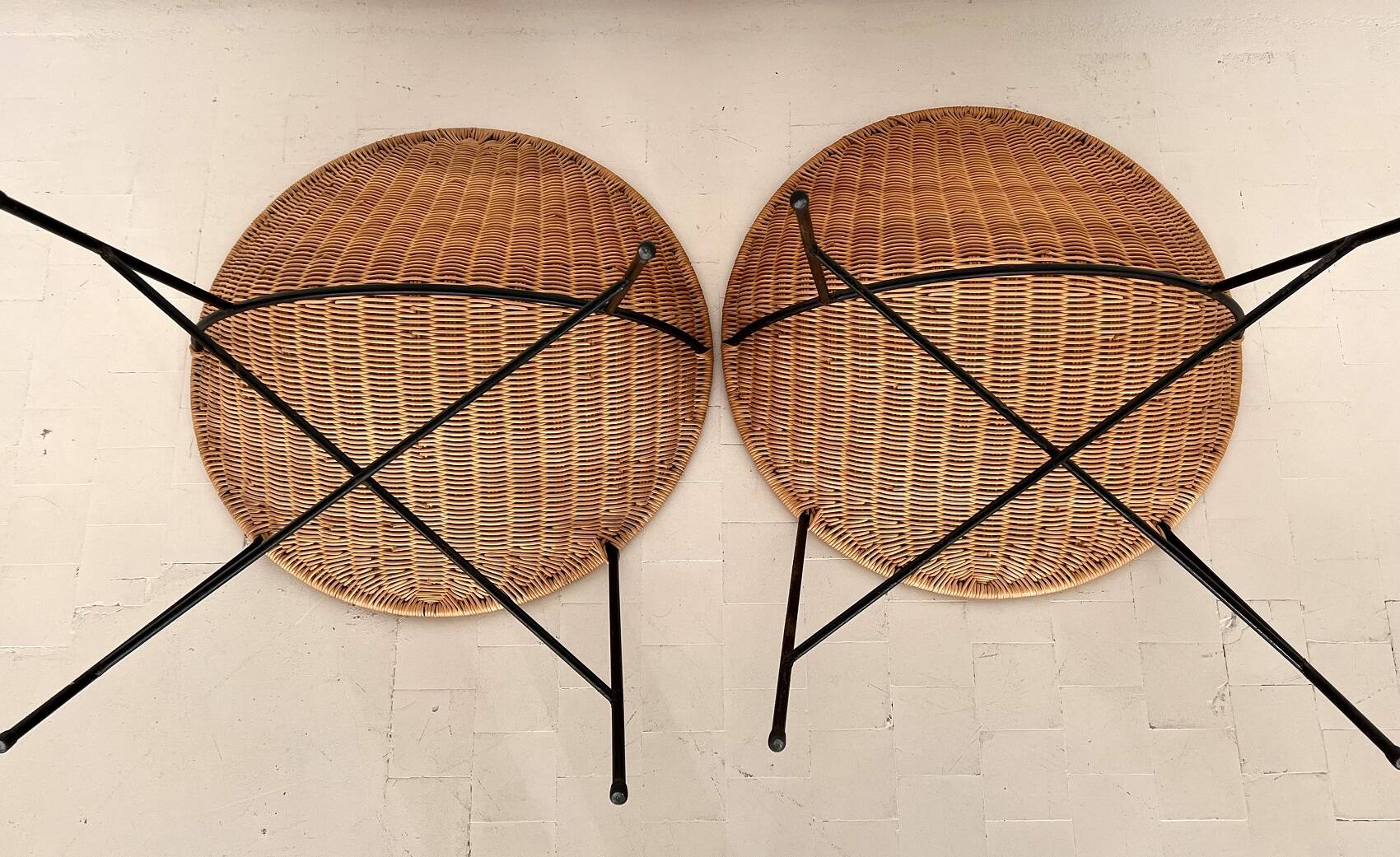 Pair of Rattan Lounge Chairs, Italy, 1970s