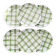 6 vintage earthenware dessert plates, Green Tablecloth pattern - Moulin des Loups