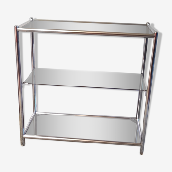Chrome metal shelf and smoked glass – 60s/70s