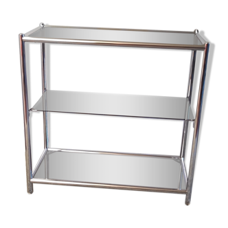 Étagère en métal chromé et verre fumé années 60/70