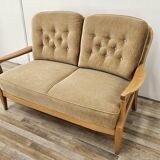 70s two seater sofa in beech