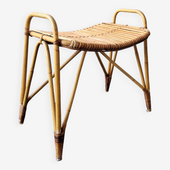 Rattan footstool for Rohé Noordwolde, The Netherlands 1960's