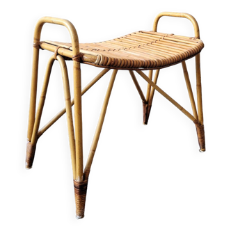 Rattan footstool for Rohé Noordwolde, The Netherlands 1960's