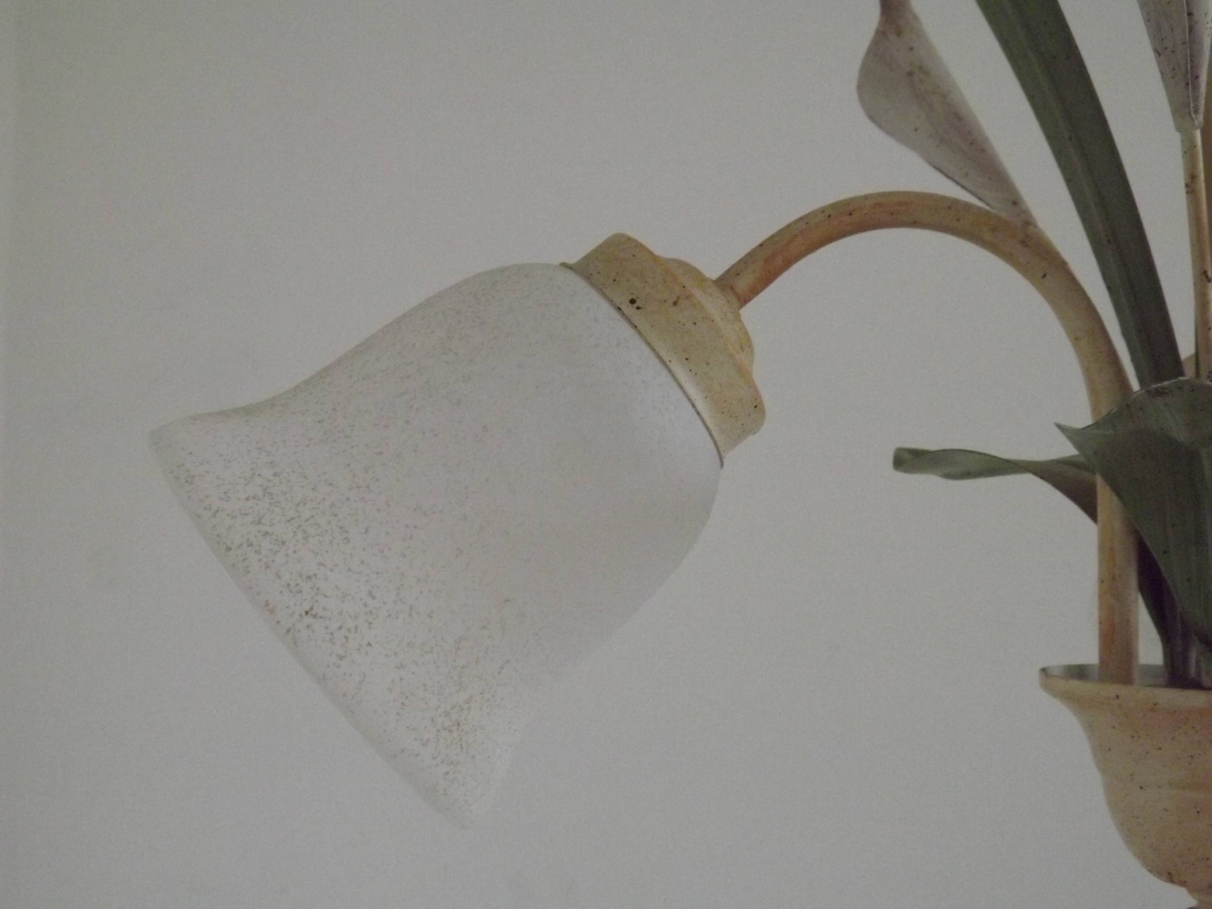 French Vintage 3 Light Lavender Lily Chandelier with Glass Shades 5480