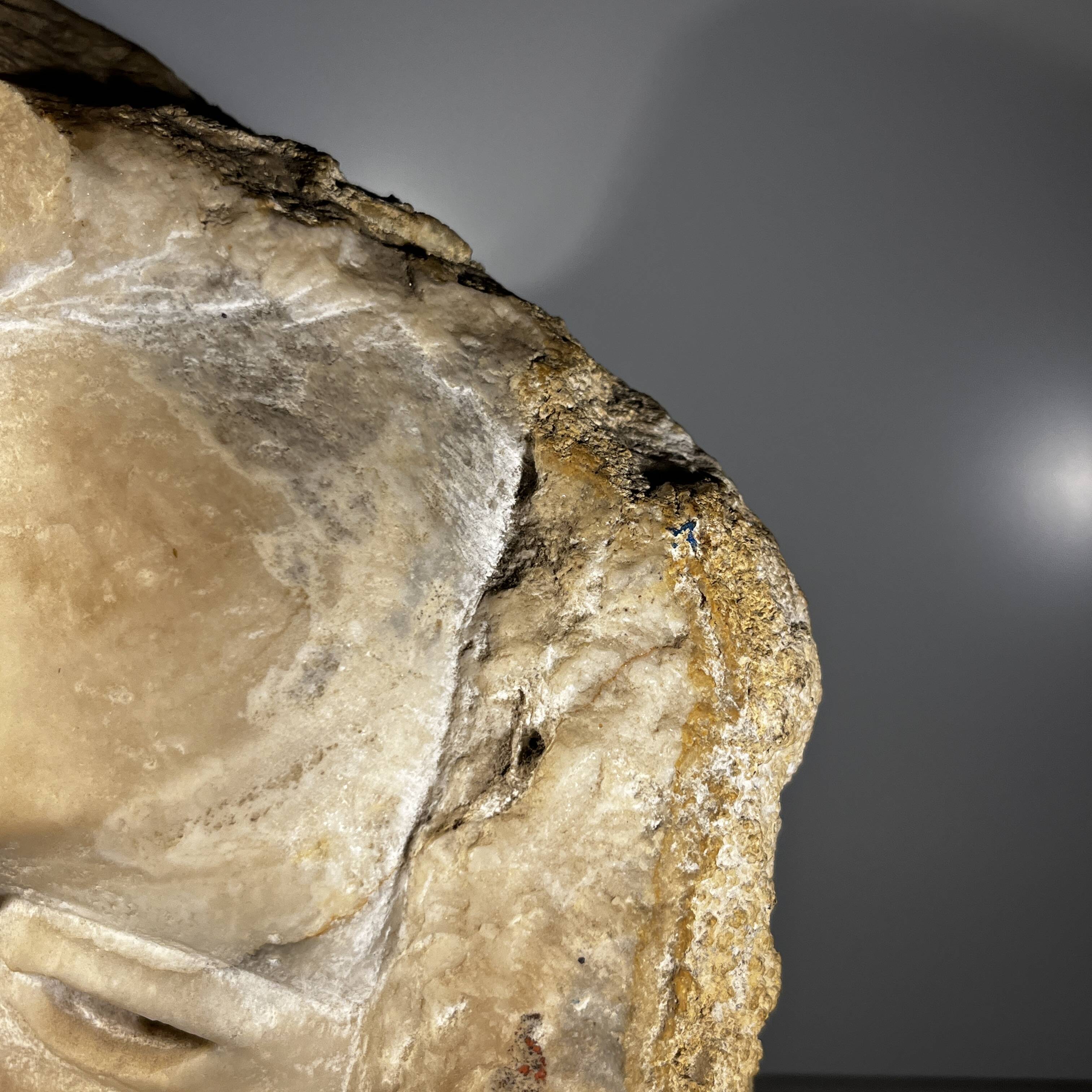 Marble bust/mask sculpture, Georg Glaser "Woman's Face" ca 1980