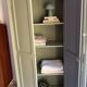 Antique Parisian wardrobe in sage green patina