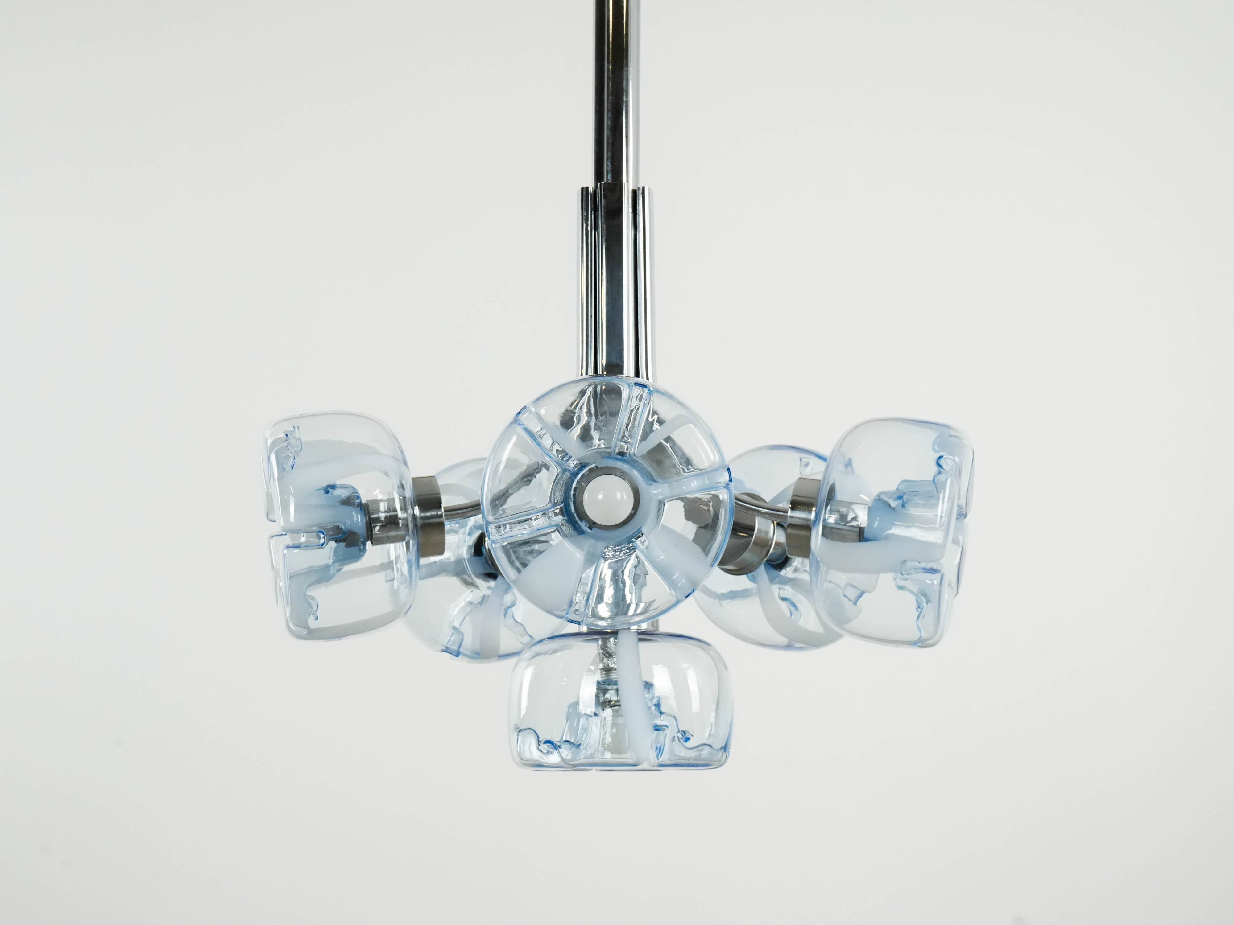 Chandelier, Italian design, Murano glass, 1970s, manufactured in Italy