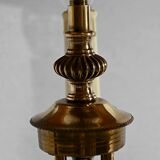 Brass bouillotte lamp with red lampshade, Louis XVI – XXth style