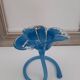 Vase Murano cristal blanc fleur bleue
