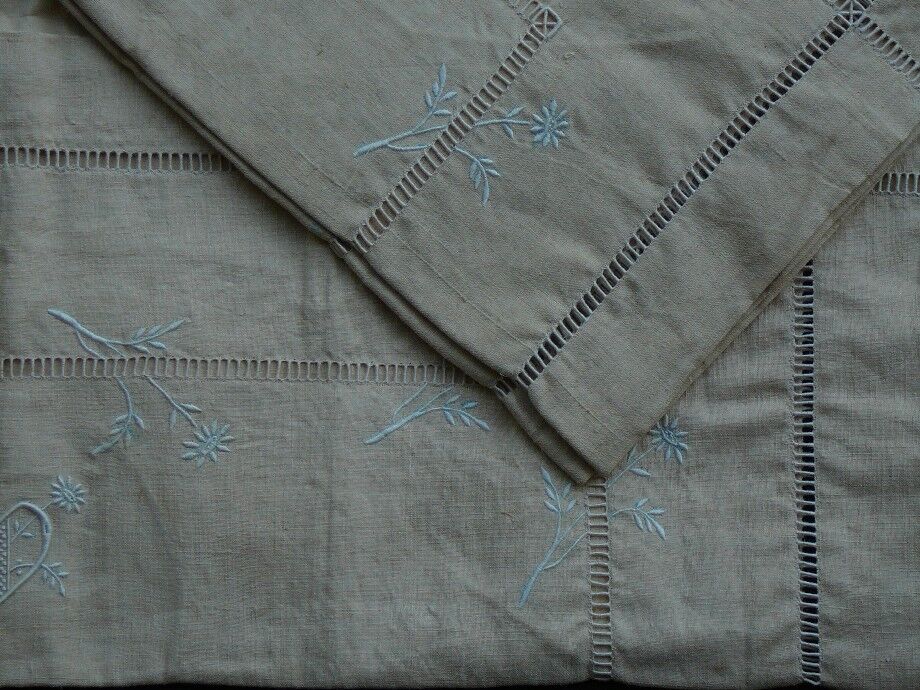 Pair of pillowcases early twentieth century métis ivory with monogram