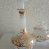 Suite Carafe, Carafon and Pot Opaline with gilded decorations XIX th