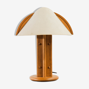 Lampe de bureau en bois avec abat-jour en parchemin du Danemark