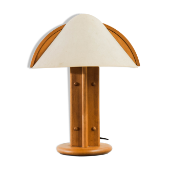 Wooden desk lamp with parchment shade from Denmark
