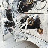 Baroque Abstract Painted Commode in Black and White by Felix Bachmann, 2024