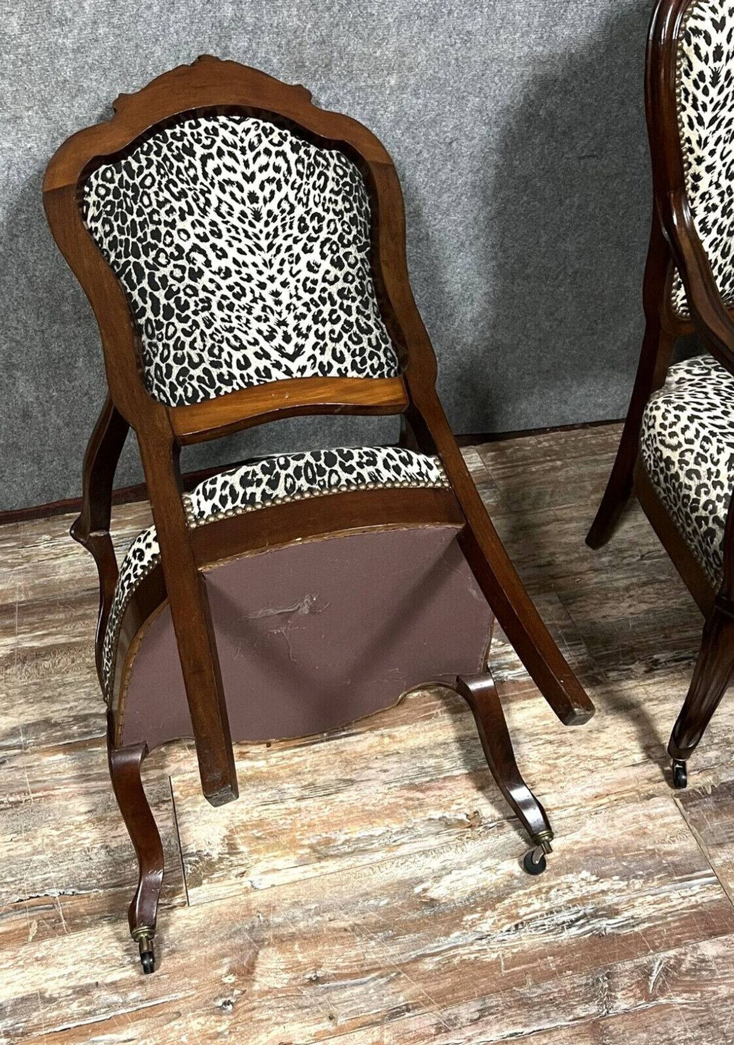 Pair of Napoleon III period curved armchairs in mahogany circa 1850