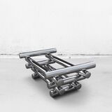 Table basse en verre et chrome