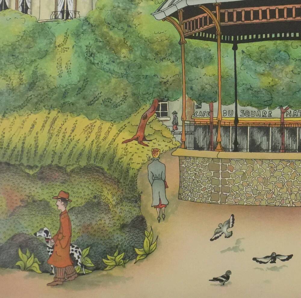 Bernard Vercruyce: The Park Kiosk, original signed lithograph