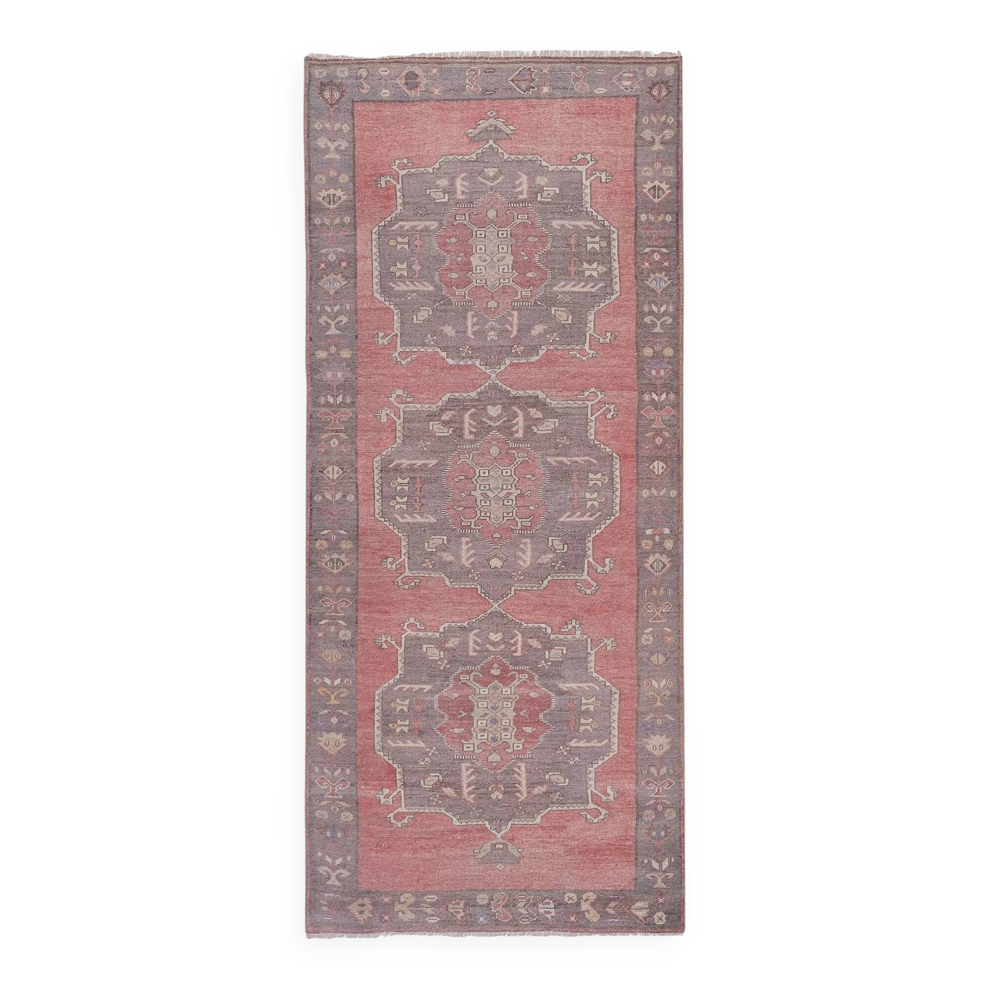 Vintage Turkish handmade rug 146x338 cm