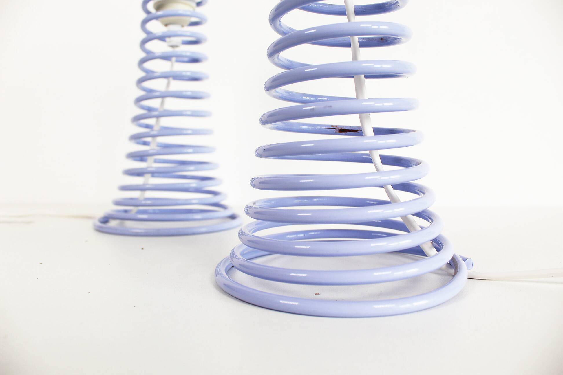 Playful set (2) of vintage 'spring' table lamps