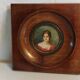 Miniature painting portrait of a woman with a red bodice