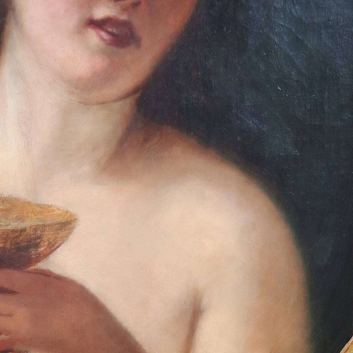Mythological Figure Of Maenad, Oil Painting On Canvas, Italy 19th Century