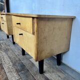 Pair of vintage bedside tables with compass feet