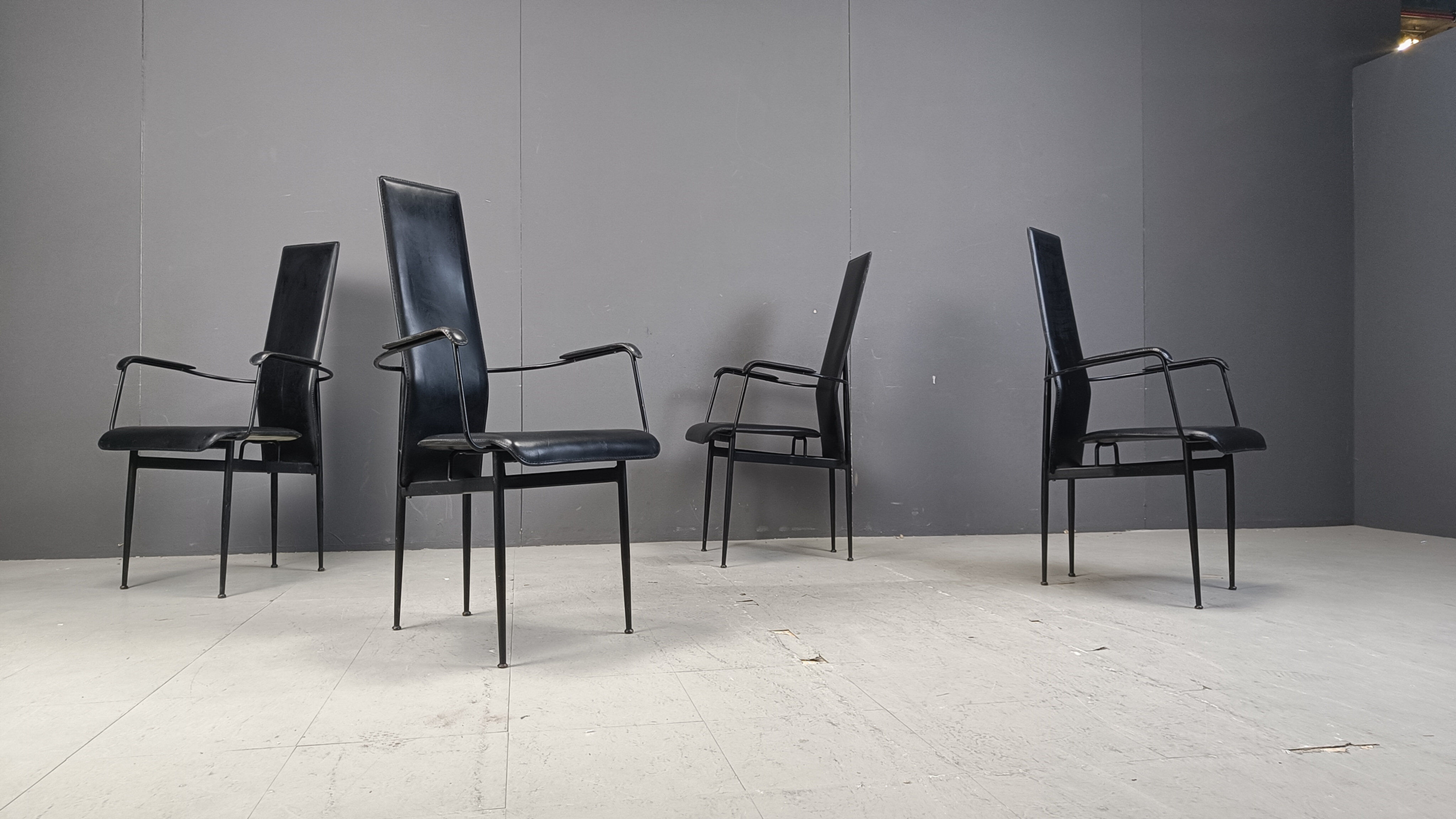 Vintage S44 dining chairs by Giancarlo Vegni for Fasem, set of 4, 1980