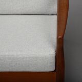Grey reupholstered Paper Knife sofa model 212 by Kai Kristiansen, 1950s