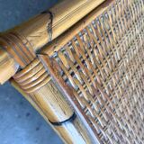 VINTAGE BAMBOO SQUARE COFFEE TABLE / COFFEE TABLE WITH RATTAN