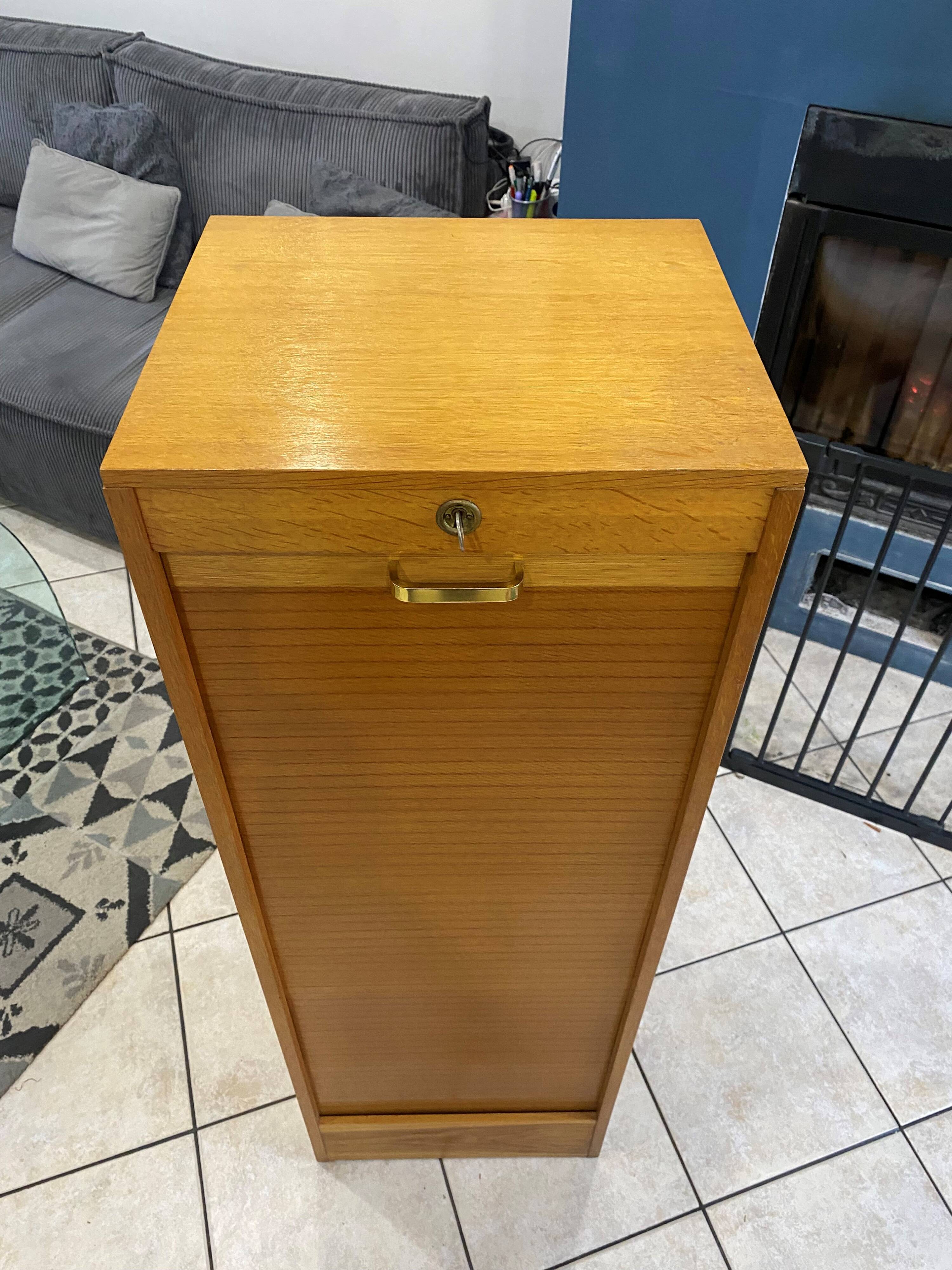 1960s office filing cabinet with curtains