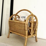 Vintage rattan magazine holder