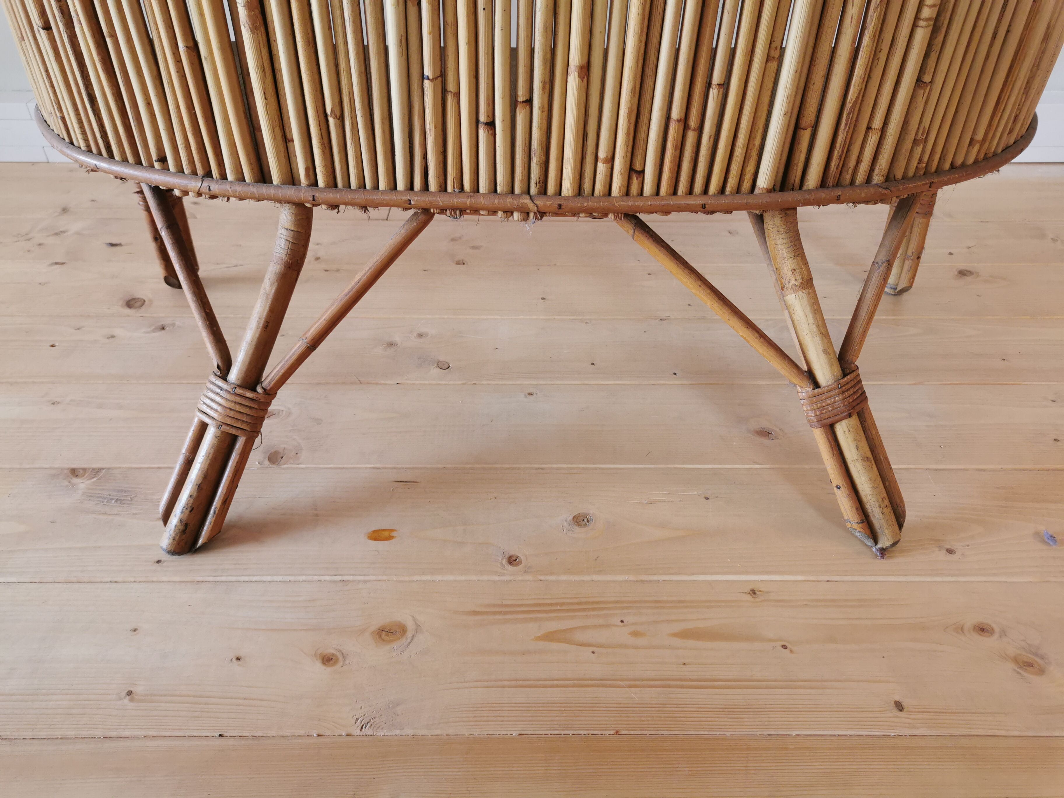 Bar et tabourets en rotin des années 50/60