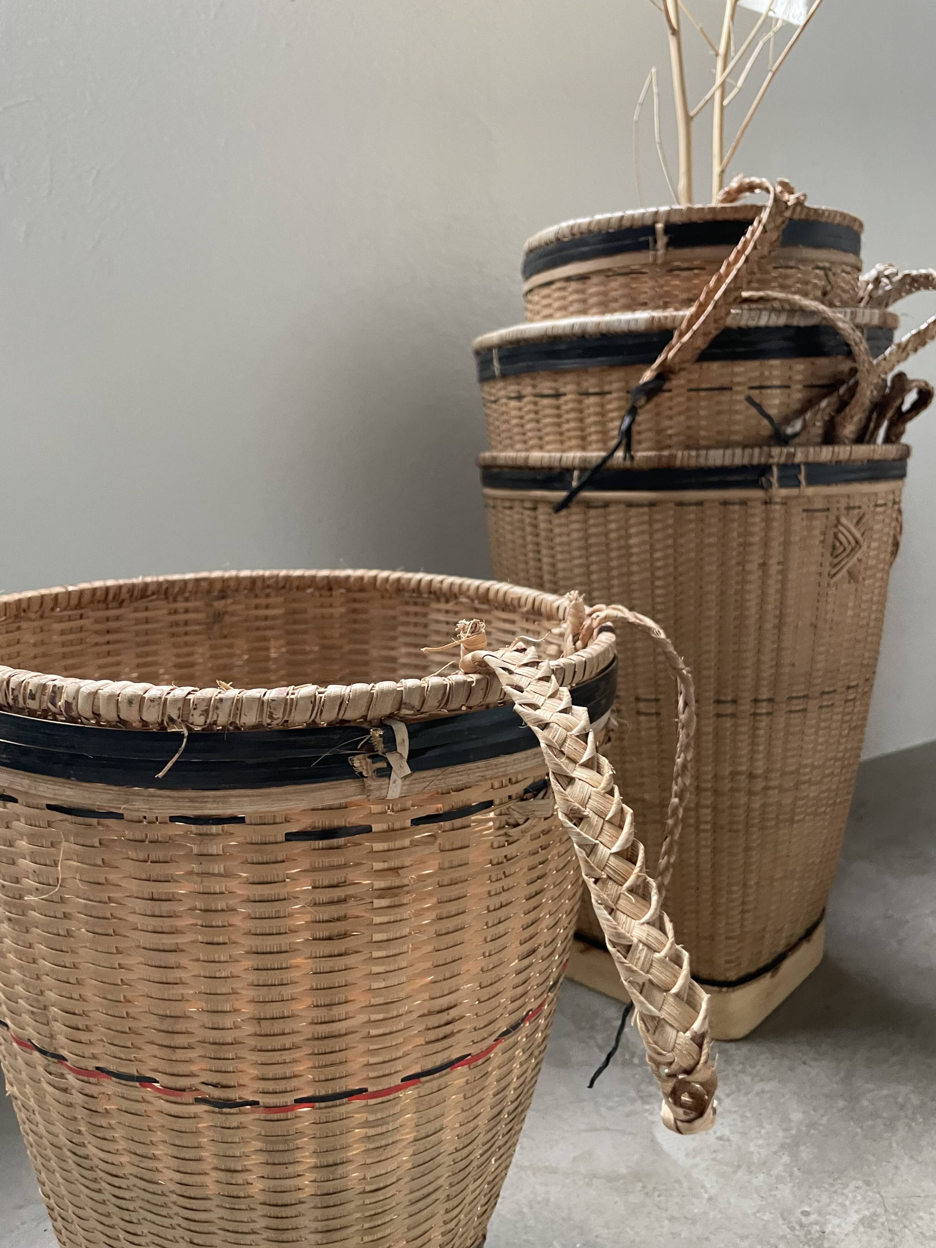 Lot of old grocery baskets
